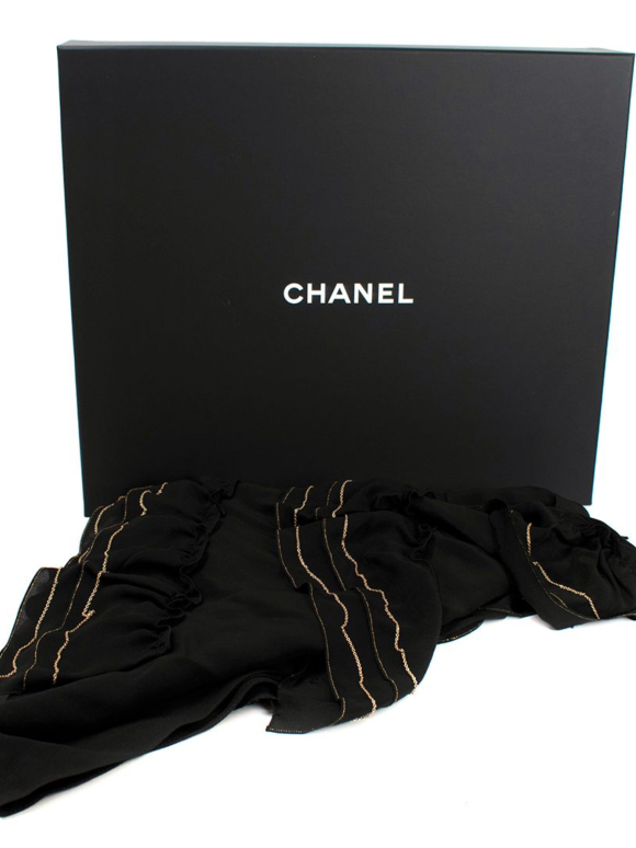 Chanel Black & Gold Tiered Chain Trimmed Scarf Top