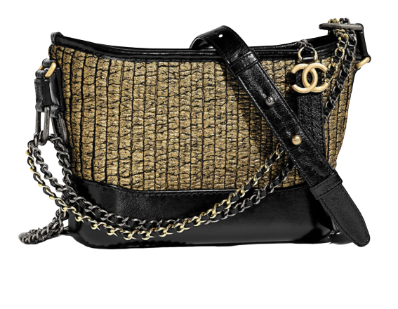 Chanel Black & Gold Tweed Small Gabrielle Hobo Bag