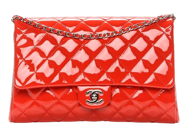 Chanel Red Patent Leather Clutch on Chain