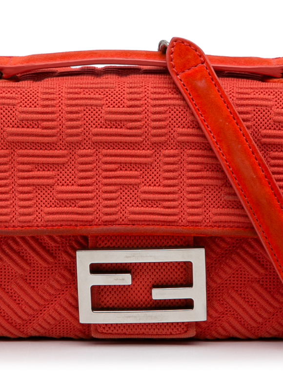 Fendi Red Monogram Midi Chain Baguette