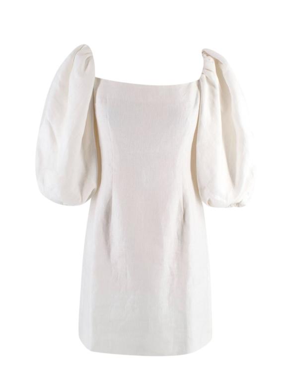 Rebecca de Ravenel Cream Linen First Impressions Mini Dress