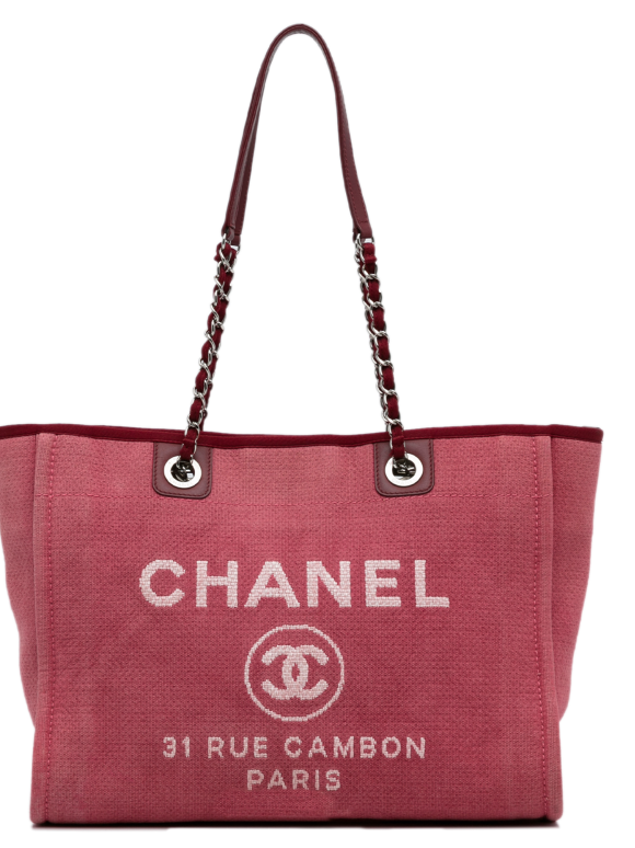 Chanel Red Canvas Deauville Tote Bag