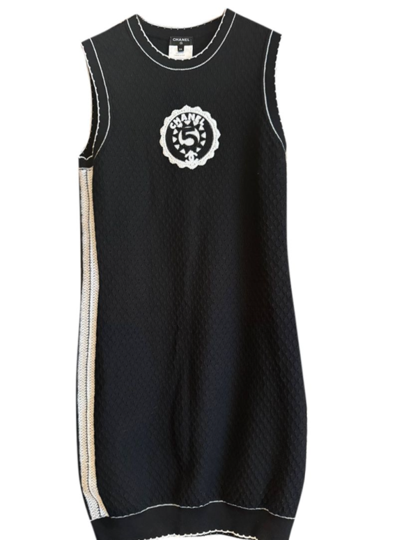 Chanel Black No.5 Embroidered Mini Dress