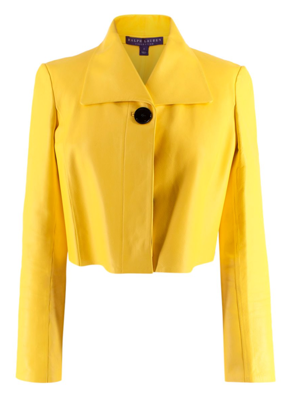 Ralph Lauren Collection Cropped Yellow Leather Jacket