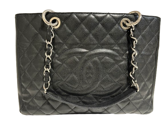 Chanel Black Caviar Leather GST with Silver Hardware