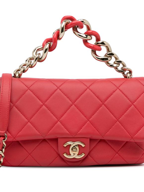 Chanel Coral Mini Rectangular Elegant Chain Single Flap Bag