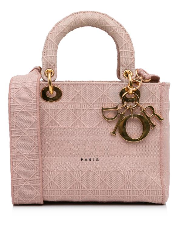 Dior Pink Canvas Medium Cannage Lady D-Lite