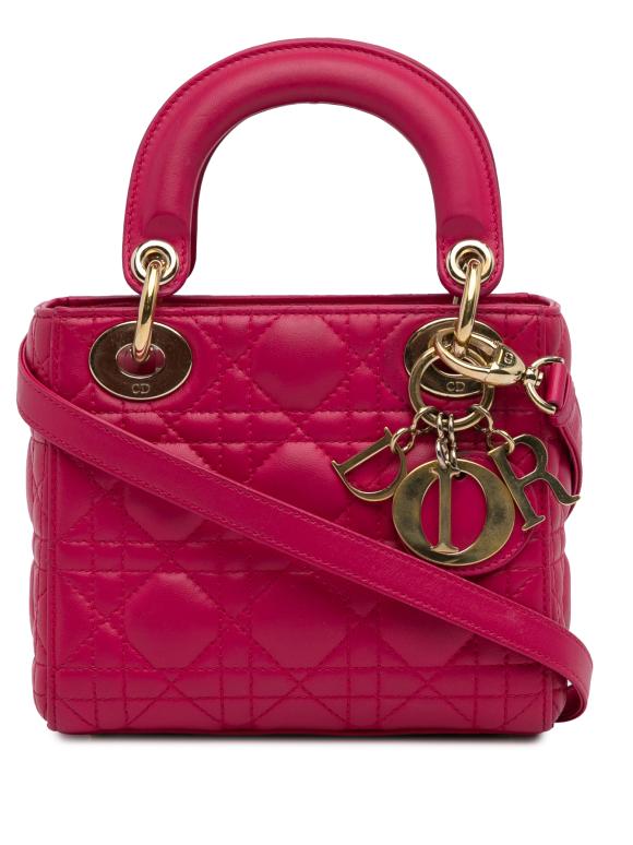 Dior Pink Mini Lambskin Cannage Lady Dior