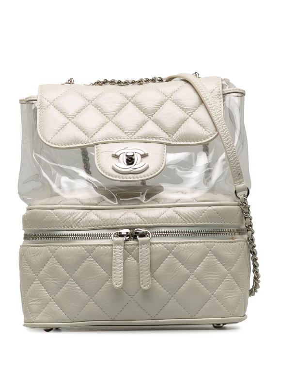 Chanel Quilted Whiter Leather Aquarium Backpack