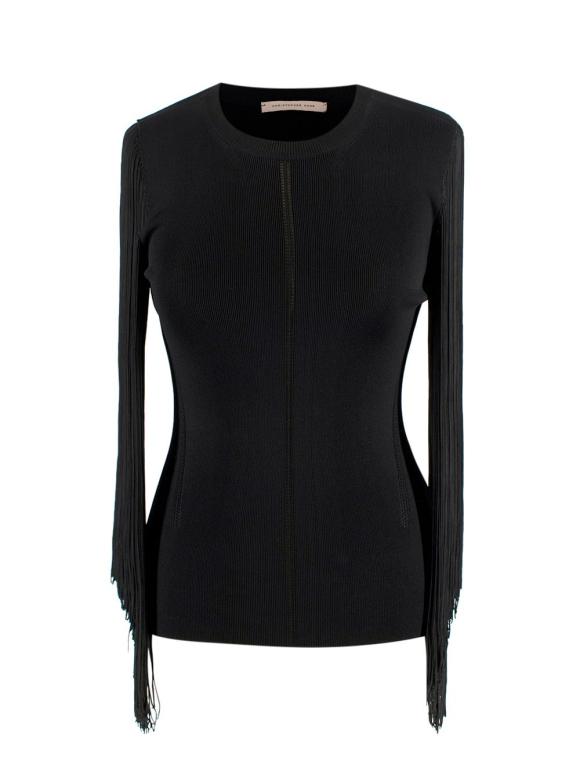Christopher Kane Black Tassel Sleeved Top
