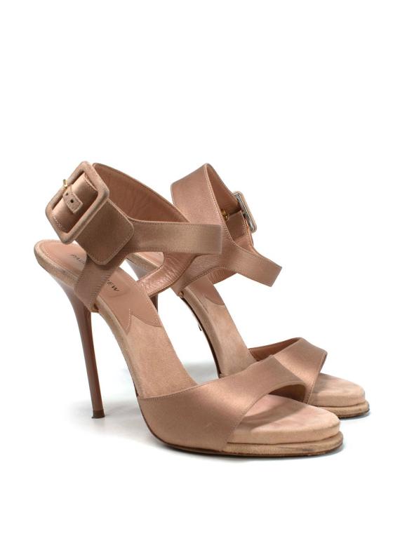 Paul Andrew Satin Nude Sandals