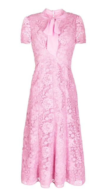 Self Portrait Pink Cord Lace Crossover Dress