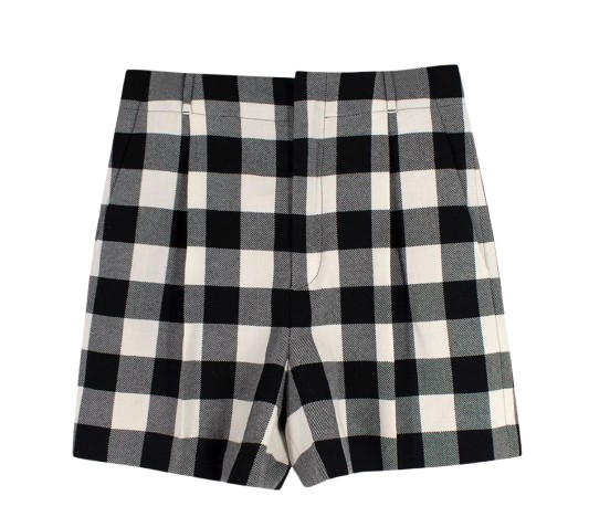 Dior Black and White Gingham High Waisted Wool Shorts