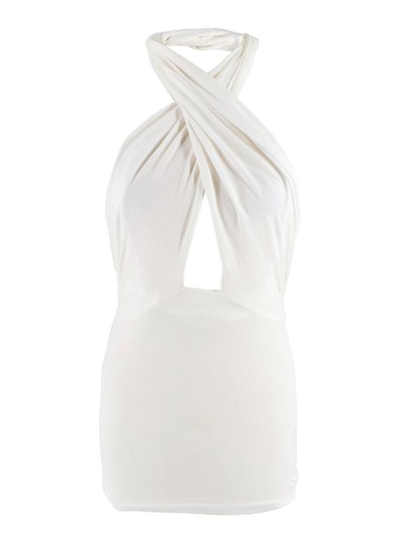 Ralph Lauren Blue Label Ivory Cotton-blend Halterneck Top