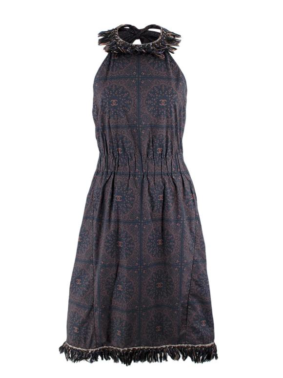 Chanel Fringed CC Paisley Print Halterneck Dress
