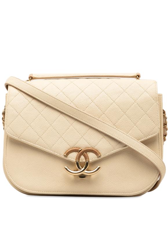 Chanel Beige Medium Caviar Cuba Top Handle Flap Bag