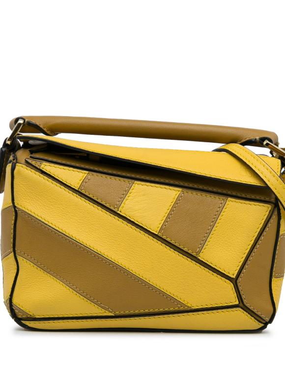 Loewe Yellow Mini Puzzle Rugby Stripe Bag