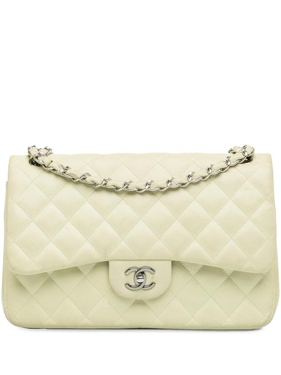 Chanel Off White Caviar Leather Jumbo  Double Flap Bag