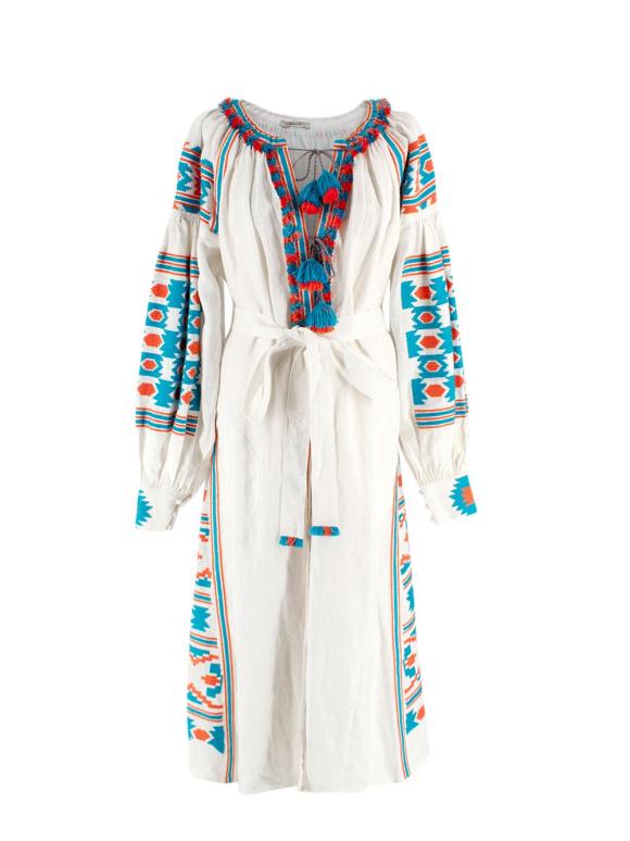 Vita Kin White Embroidered Linen Midi Dress