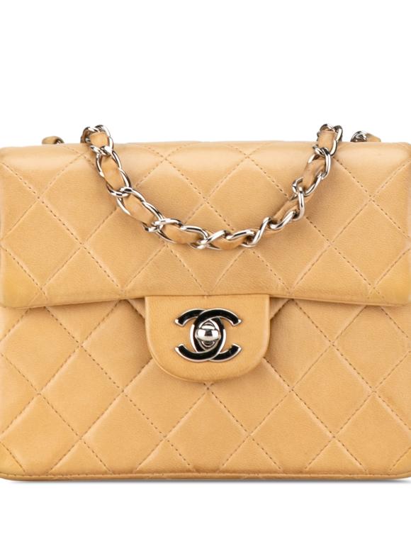 Chanel Dark Beige Mini Square Classic Lambskin Single Flap