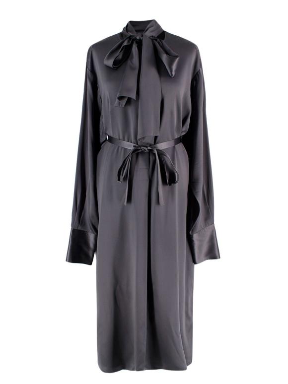 Joseph Grey Belted Silk Dress