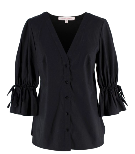 Carolina Herrera Black Poplin Blouse