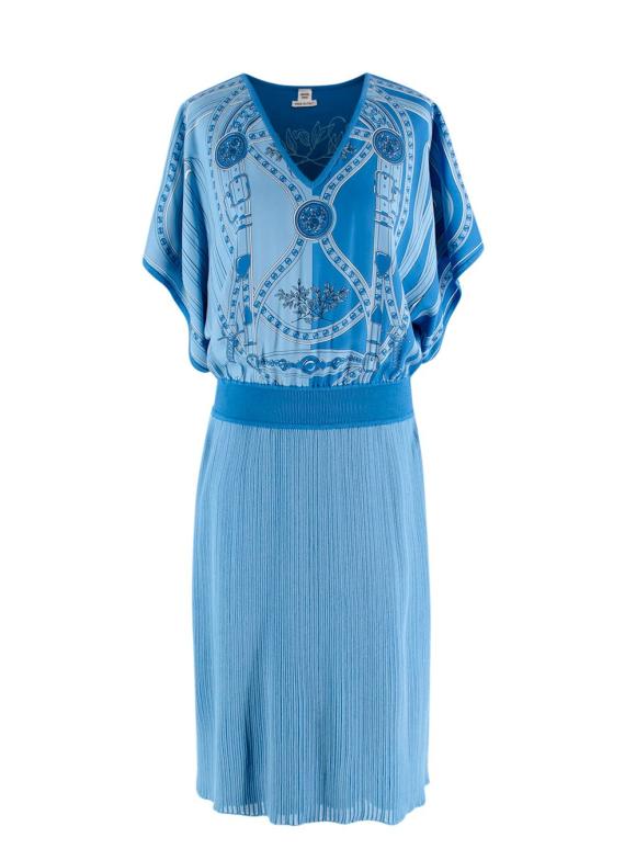 Hermes Royal Blue Slouched Sleeve Woven Dress