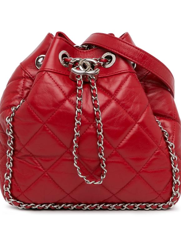 Chanel Aged Calfskin Chain Around Drawstring Bucket Bag