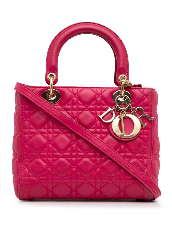 Dior Pink Medium Lambskin Cannage Lady Dior