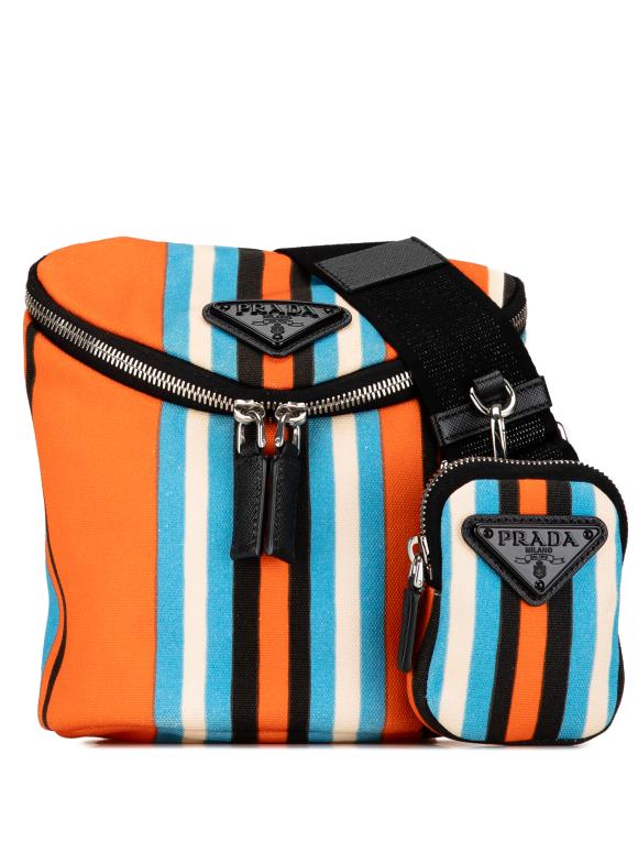 Prada Multicoloured Striped Canapa Baiadera Crossbody Bag