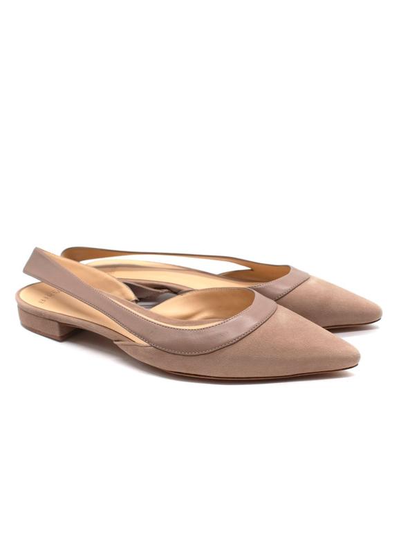 Alexandre Birman Taupe Suede Slingback Flats