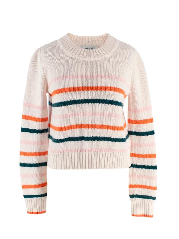 La Ligne White Striped Wool Blend  Jumper