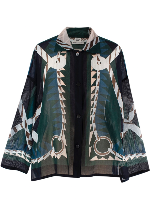 Hermes Blue Patterned Cotton Shirt