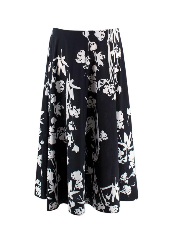 Marella Black and White Floral Cotton Skirt