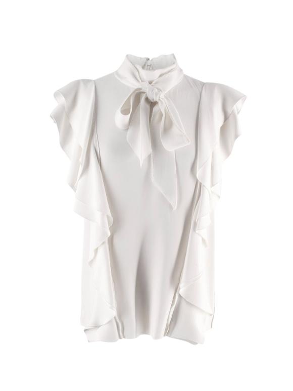 Lanvin Cream Pussybow Frill Blouse