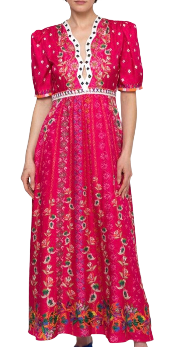 Saloni Tabitha Dress in Fuchsia Falls print