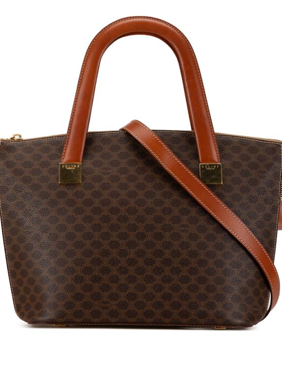 Celine Brown Macadam Coated Canvas Tote Bag