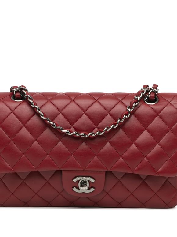 Chanel Burgundy Medium  Lambskin Double Flap Bag
