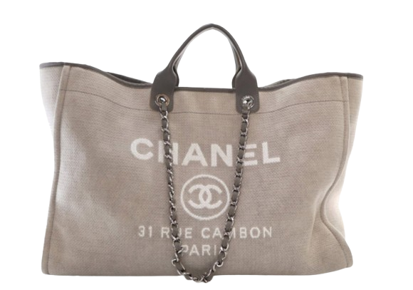 Chanel Grey XL Canvas Deauville Tote Bag