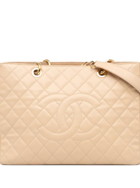 Chanel Beige Caviar Leather Grand Shopping Tote