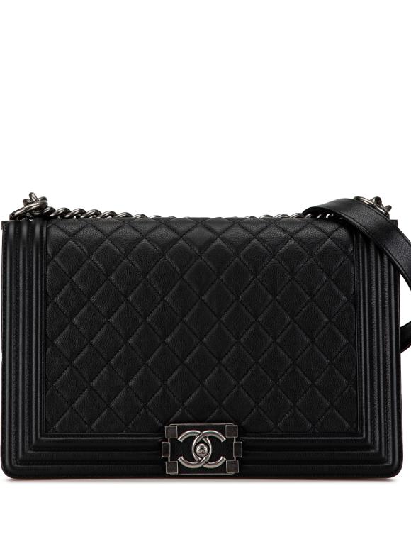 Chanel Black New Medium Grained Calfskin Boy Bag