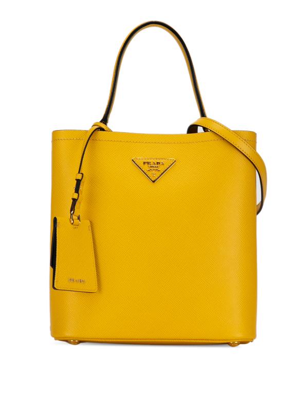 Prada Yellow Medium Saffiano Cuir Panier Tote Bag