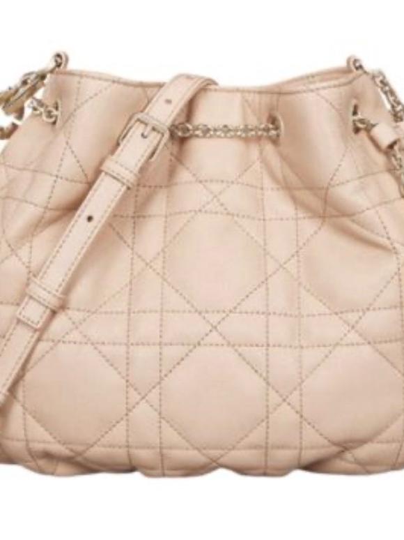 Dior Beige Small Lambskin Macrocannage Ammi Bucket Bag