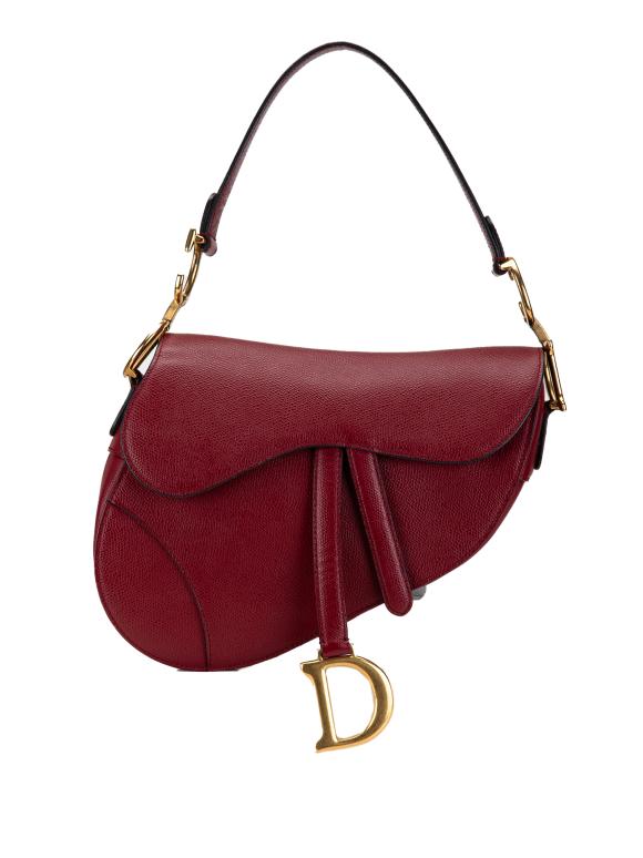 Dior Red Medium Leather Saddle Bag