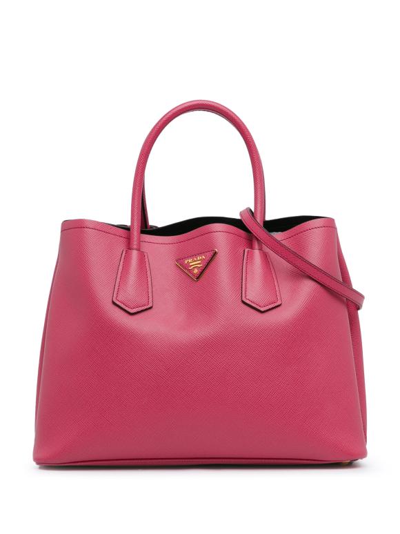 Prada Pink Medium Saffiano Cuir Double Tote Bag