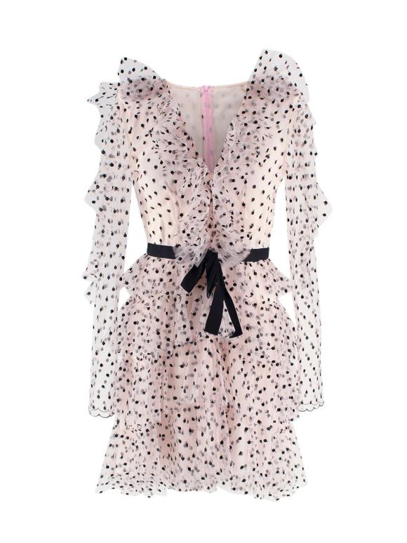 Philosophy Di Lorenzo Serafini Pink Ruffled Point D'esprit Tulle Dress