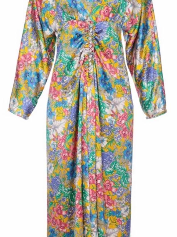 Aquazzura Aquazurra x Racil Floral Ruched Maxi Dress