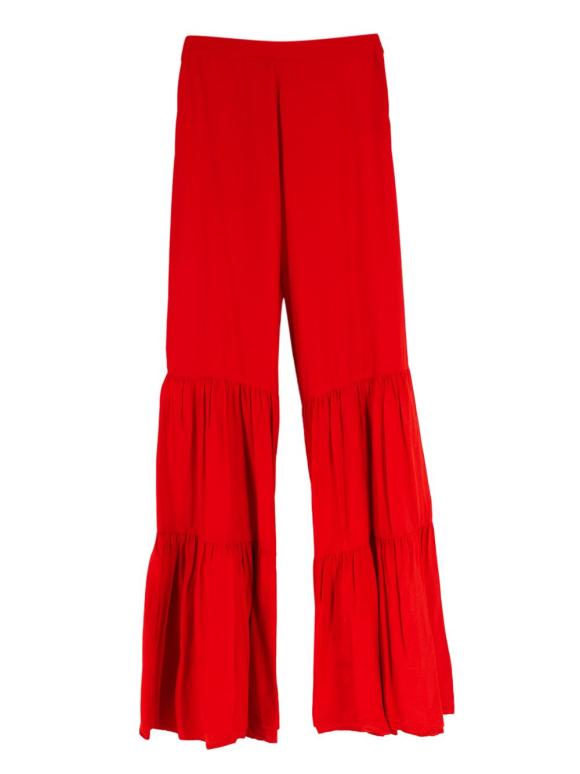 Adriana Degreas Red Tiered Wide Leg Trousers