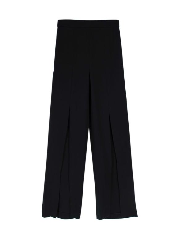 Cushnie Et Ochs Black  High Waisted Front Slit Silk Trousers