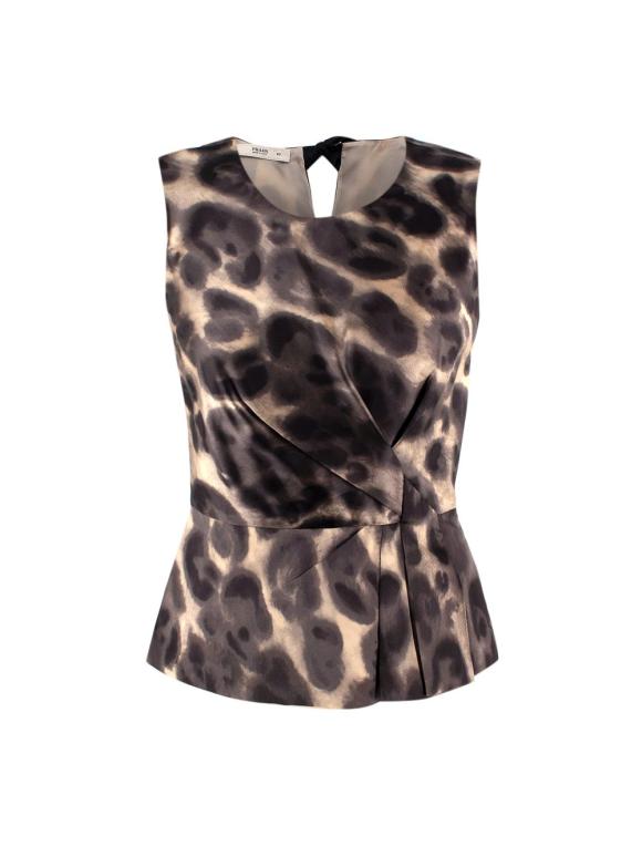 Prada Brown Leopard Print Silk Top